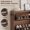 Narrow Shoe Cabinet with Bench & Flip Louvered Doors, Hooks and Side Adjustable Shelves - 4 of 4