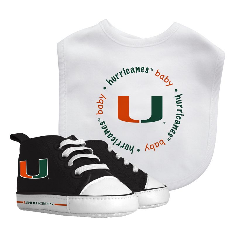 Baby Fanatic 2 Piece Bid and Shoes - NCAA Miami Hurricanes - White Unisex Infant Apparel, 1 of 4