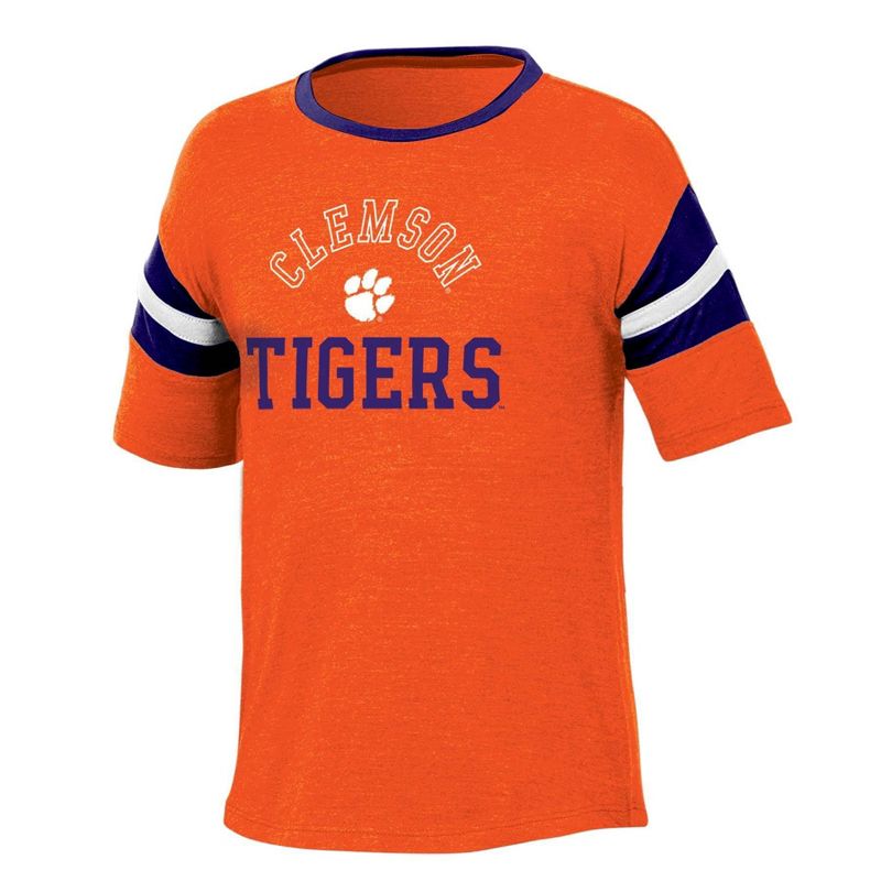 NCAA Clemson Tigers Girls&#39; Short Sleeve Striped Shirt, 1 of 4