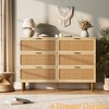 6 Drawer Dresser for Bedroom, Rattan Chest of Drawers w/ Deep Drawers Large Modern Double Dresser for Closet w/ Wide Top Horizontal Wooden Dresser - 3 of 4