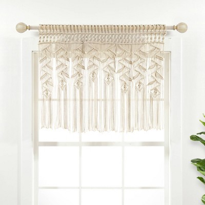 30"x40" Boho Macrame Leaf Cotton Kitchen Curtain Valance - Lush Décor