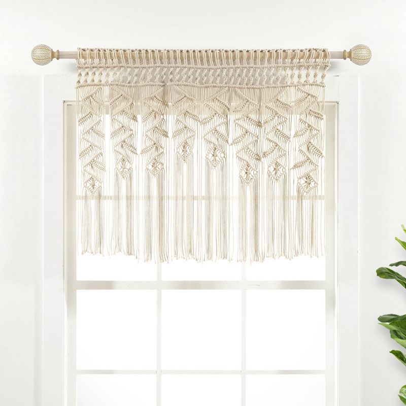 30"x40" Boho Macrame Leaf Cotton Kitchen Curtain Valance - Lush Décor, 1 of 8