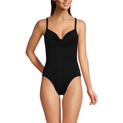 Lands' End Womens Long Chlorine Resistant Sculpting Control Draped One Piece Swimsuit