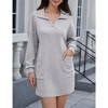 Women's Loose Lapel Neck Puff Sleeves  Knit Sweater Dresses Mini Dresses With Pocket - 4 of 4