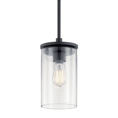 Crosby Minimalist Black Steel Mini Pendant with Clear Glass Shade
