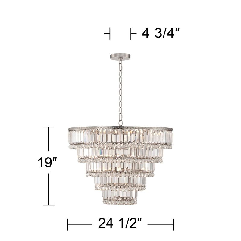 Vienna Full Spectrum Magnificence Satin Nickel Chandelier 24 1/2" Wide Modern Faceted Crystal Glass 15-Light LED Fixture for Dining Room House Kitchen, 5 of 11