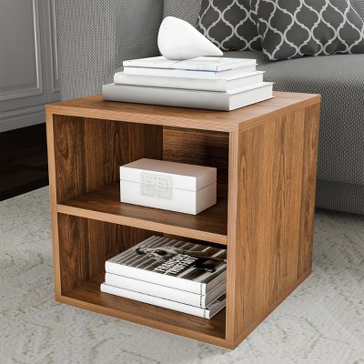Hastings Home 2-Shelf Cube End Table, Brown
