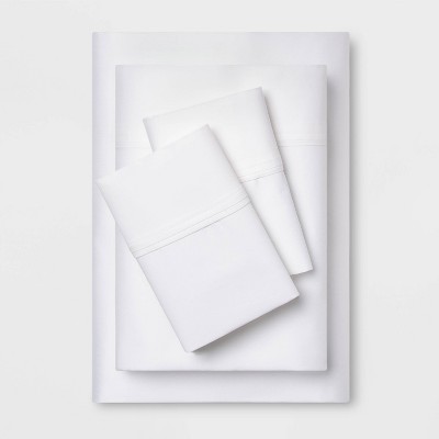 Twin XL 400 Thread Count Solid Performance Sheet Set White - Threshold™