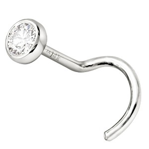 Jewelry Avalanche 22G 14K Gold Bezel-set Diamond Nose Screw Nose Stud - 1 of 4