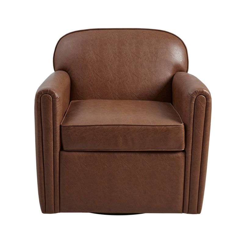 Grimmer Faux Leather 360 Degree Swivel Arm Chair Brown - Madison Park, 1 of 12