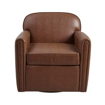 Grimmer Faux Leather 360 Degree Swivel Arm Chair Brown - Madison Park
