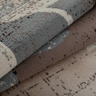 Beige and Gray Floral Patchwork Synthetic Area Rug, 2' x 3'