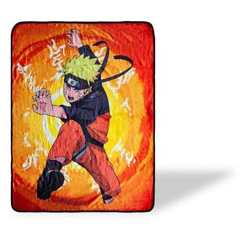 Just Funky Naruto With Kanji Symbols Large Anime Fleece Throw Blanket | 60 x 45 Inches