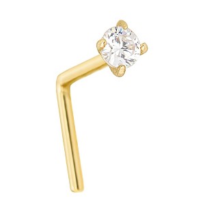 Jewelry Avalanche 1.5mm-3mm CZ Solid 22G 14K Gold L-shape Nose Stud - 1 of 3