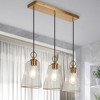 LNC Sallingboe 3-Lights 26.2" Modern Linear Kitchen Island Pendant  Lights, Polished Gold with Textured Cylinder Glass - 2 of 4