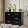 SUGIFT 6 Drawer Dresser, Modern Wood Chest of Drawers with Metal Handles for Bedroom Living Room Hallway Entryway, Black - 3 of 4