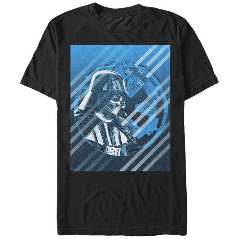 Men's Star Wars Rogue One Darth Vader Death Star Stripes T-Shirt, 1 of 5