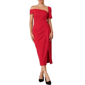 INSPIRE CHIC Women's One Shoulder Ruched Split Hem Formal Dresses - 1 of 4