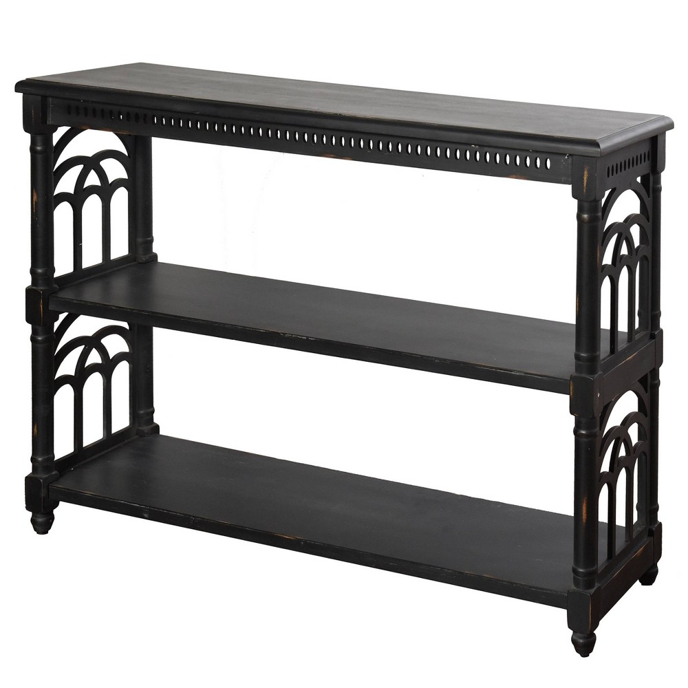 Photos - Coffee Table 3 Tier Console Table Distressed Black - Stylecraft