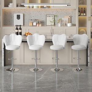 VECELO Velvet Bar Stools Set of 2/4, Adjustable Barstools with Back, Armless Counter Height Stools, Swivel Bar Chairs for Pub or Kitchen Island - 1 of 4