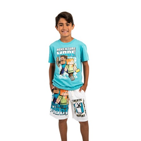 Minecraft Adventure Mode Boy's Short Sleeve Shirt & Lounge Shorts Combo ...