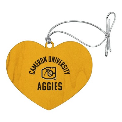 Cameron University Aggies Logo Heart Love Wood Christmas Tree Holiday Ornament