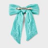 Girls' Ribbed Bow Barrette Clip - art class™ Aqua Blue: Hair Styling Accessory, Solid Pattern - 3 of 4