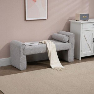 Boucle Bench,Upholstered Bench,Shoe Bench,Modern Ottoman Bench,Vanity Stools,End Of Bed Bench,Footrest For Bedroom,Living Room,Hallway-Cuddlewood - 1 of 4