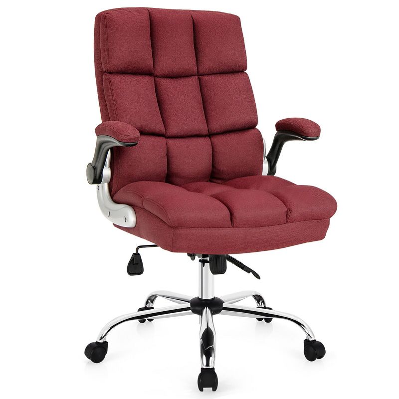 Costway High Back Big & Tall Office Chair Adjustable Swivel w/Flip-up Arm, 1 of 11