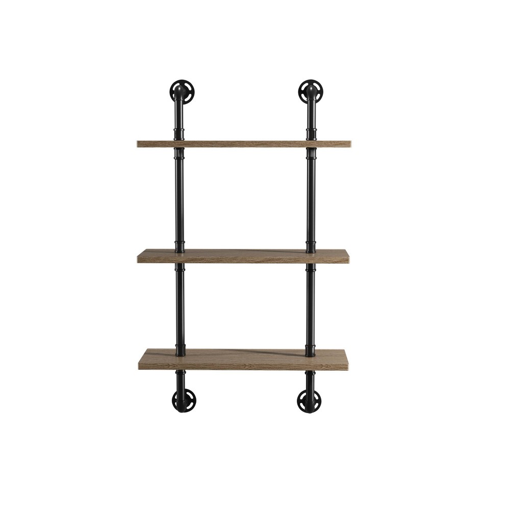 Photos - Wall Shelf 24/7 Shop At Home Dylan 3 Layer Floating Shelves Natural: Industrial Ladde