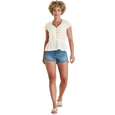 VENUS Womens Kate Step Hem Denim Shorts