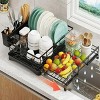 SEVOBAL Expandable Dish Racks Kitchen Holder Dish Drying Rack Drainboard Detachable Drainer Organizer UtensilRack Swivel, Black, 5.85"*13.26"*17.16" - 2 of 4