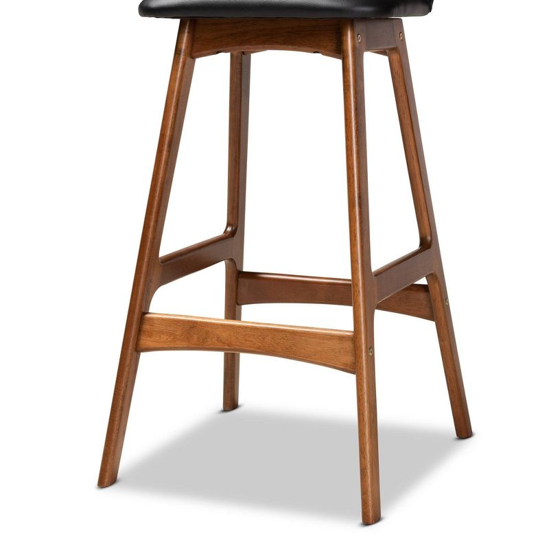 2pc Darrin Faux Leather and Wood Barstools Black/Walnut/Brown - Baxton Studio, 6 of 10