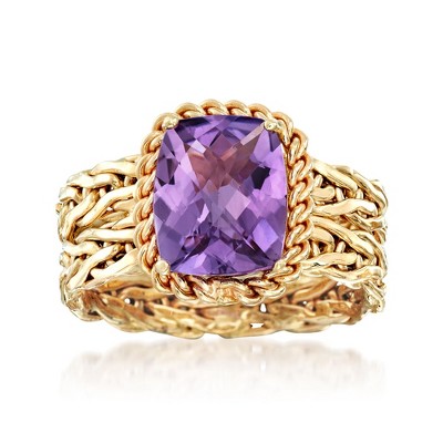Ross-Simons 3.00 Carat Amethyst Woven Ring in 14kt Yellow Gold