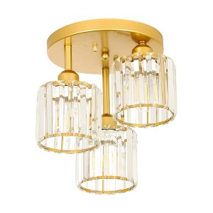 DAKAFUL Clear Crystal Semi Flush Mount Ceiling Light - 3-Light Fixture For Kitchen, Foyer, Hallway, Bedroom, And Bathroom - 1 of 4