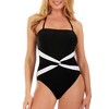 InstantFigure Contrast Twist Front One Piece Swimsuit 13559P - 2 of 4