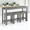 59" Dining Table Set with USB, 4-Piece Table Set and 3 Upholstered Stools, Space-Saving High Table for Kitchen, Living Room - 3 of 4