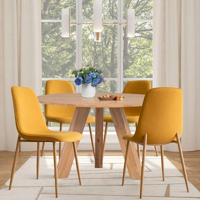 Oslo Modern Design Dining Chair Set Of 4 and 8, Linen Dining Chair with Oak Metal Legs, Indoor Furniture - Maison Boucle