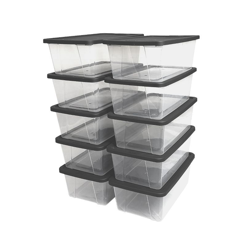 Homz Snaplock Extra Small 6-Quart Clear Storage Container w/ Gray Lid, 10 Pack, 2 of 6