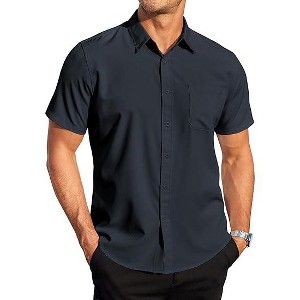 COOFANDY Mens Casual Dress Shirt Short Sleeve Wrinkle Free Dress Shirt Business Casual Shirts S-XXXL - 1 of 4