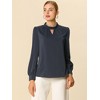 INSPIRE CHIC Women's Office Keyhole Elegant Stand Collar Long Sleeve Back Neck Button Blouse - 3 of 4