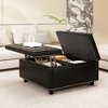 32" Square Storage Bench, Leather Lift-Top Ottoman Cube Bench, Coffee Table Ottoman With Large Storage Space,  Storage Coffee Table For Living Room - 2 of 4