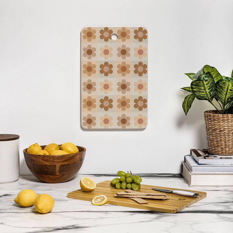 Iveta Abolina Daisy Check Terracotta Medium Rectangle Cutting Board, 16" x 10.5" - Deny Designs, 3 of 4