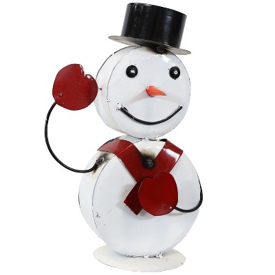 Sunnydaze Waving Snowman Indoor/Outdoor Metal Statue - 19" Tall