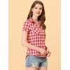 INSPIRE CHIC Women's Classic Short Sleeve Button Down Plaid Shirt - 3 of 4