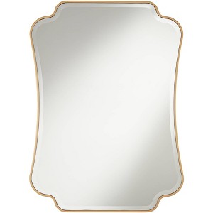 Noble Park Indara Scalloped Corner Rectangular Vanity Wall Mirror Modern Beveled Gold Wood Frame 27" Wide for Bathroom Bedroom Living Room Office - 1 of 4