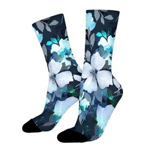Watercolor Floral Women Printed Crew Socks Funny Funky Socks Soft Polyester Novelty Gifts for Artists Men - 1 of 4