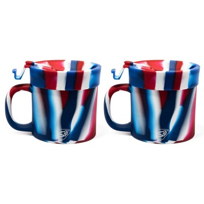 Silipint: 2 Pack 16oz Silicone Coffee Mug W/ Lid, The Patriot (red ...