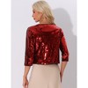 Allegra K Women's Glitter 3/4 Sleeve Open Front Party Club Sequin Cardigan - 3 of 4