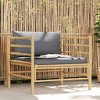 vidaXL Patio Lounge Set Outdoor Sectional Sofa with Cushions Tea Table Bamboo - Dark Gray Armchair - 2 of 4